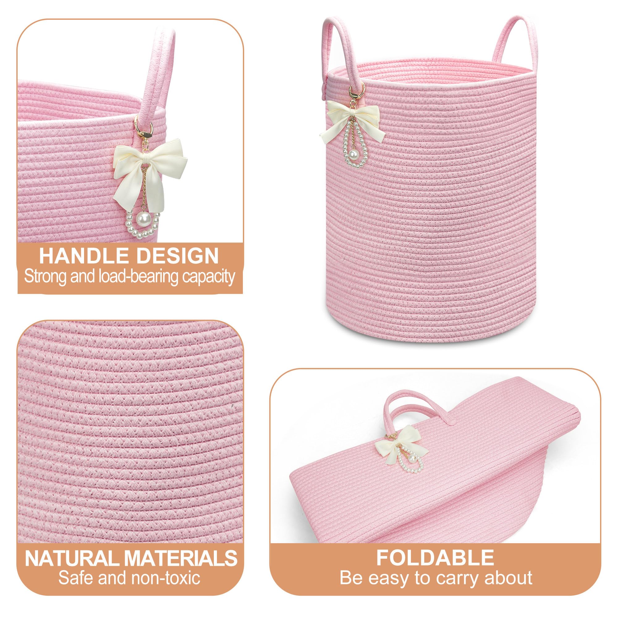Goodheim laundry hamper pink in living room with towels demonstrates versatile organization.