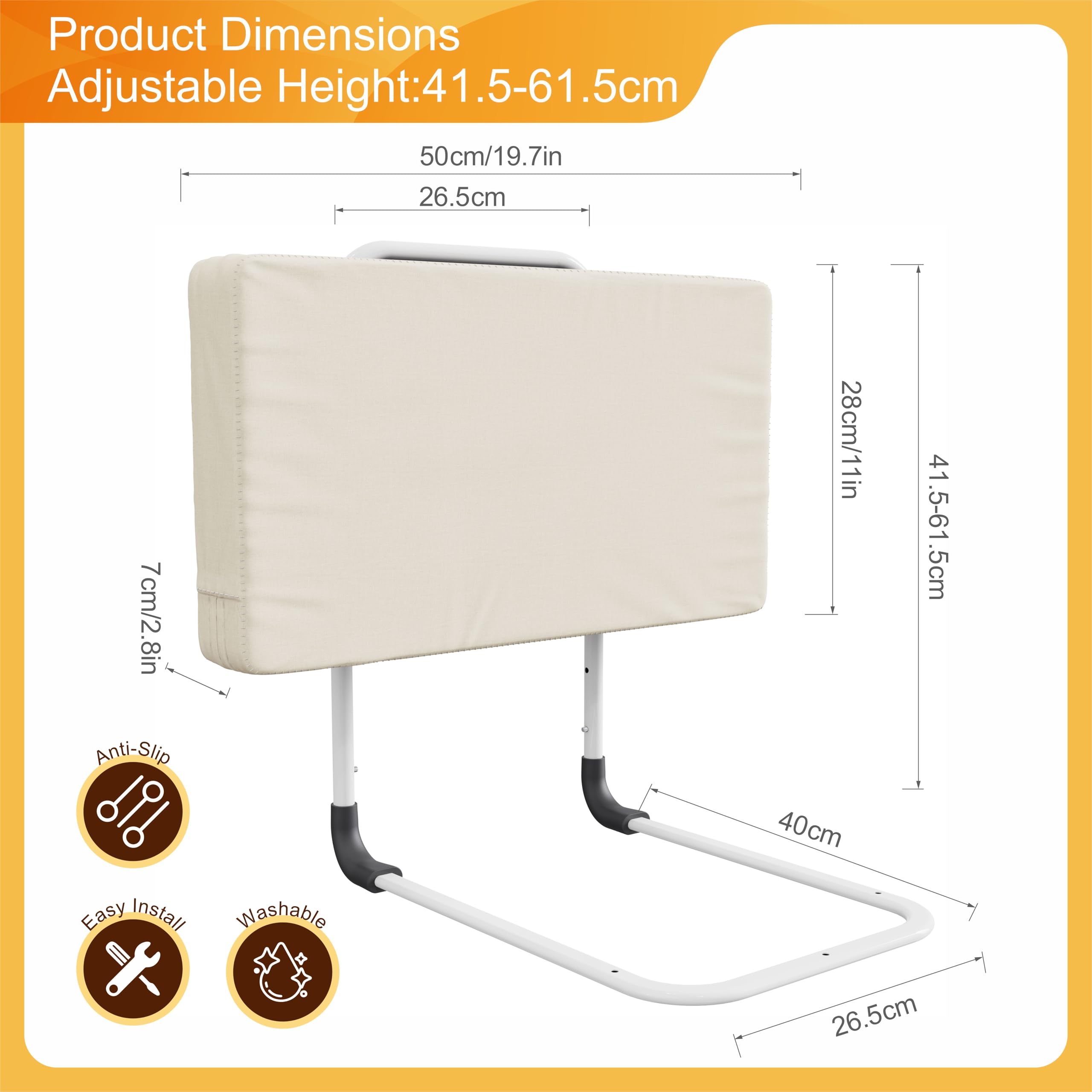 Goodleben bed rail anti-slip base ensures the guard stays in place on the bed.