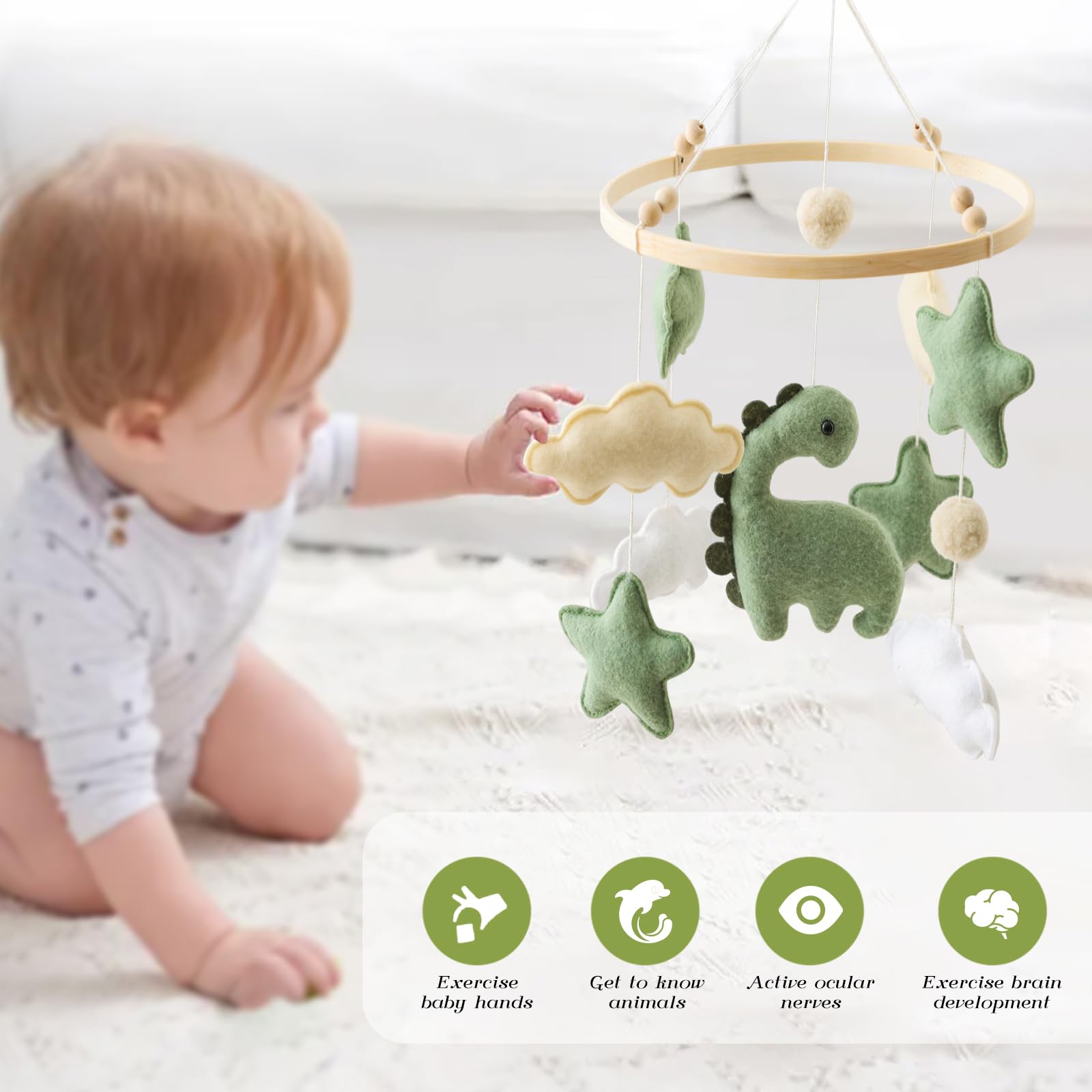 Perfect baby shower gift: GOODMOM dinosaur mobile adds gentle wonder to cribs
