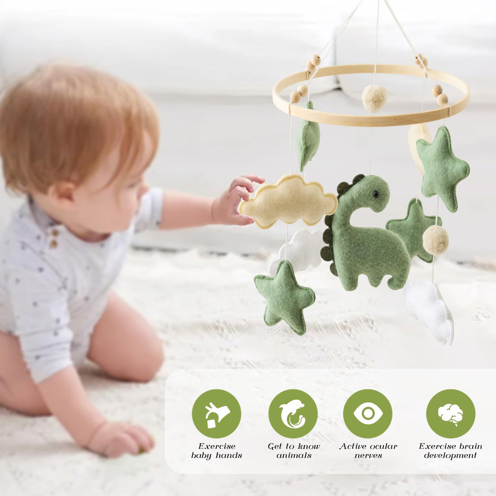 Perfect baby shower gift: GOODMOM dinosaur mobile adds gentle wonder to cribs