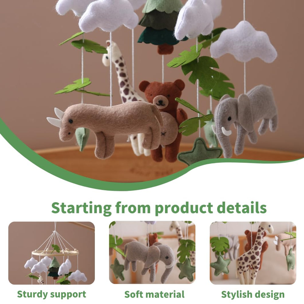 GOODMOM Forest Nursery Mobile with giraffe enhances tracking with bright colors for curious play.