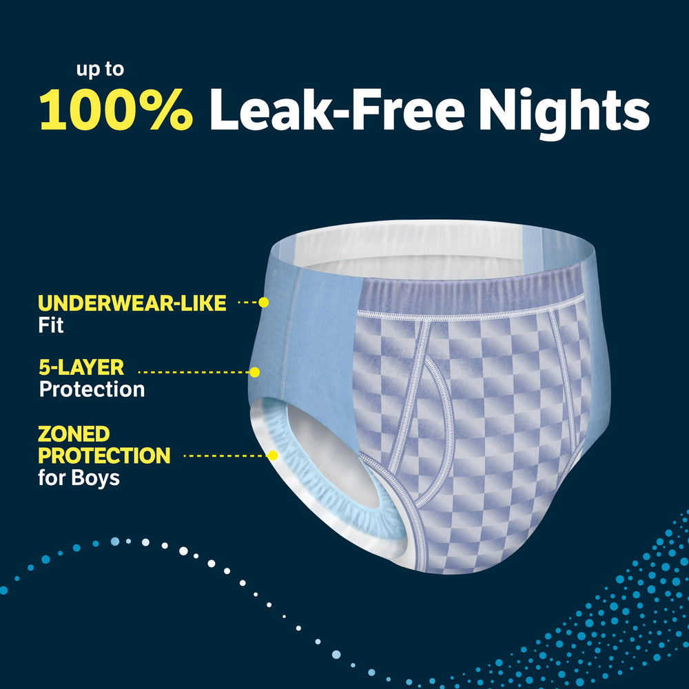 GoodNites hypoallergenic materials signaling skin-friendly nightly wear.
