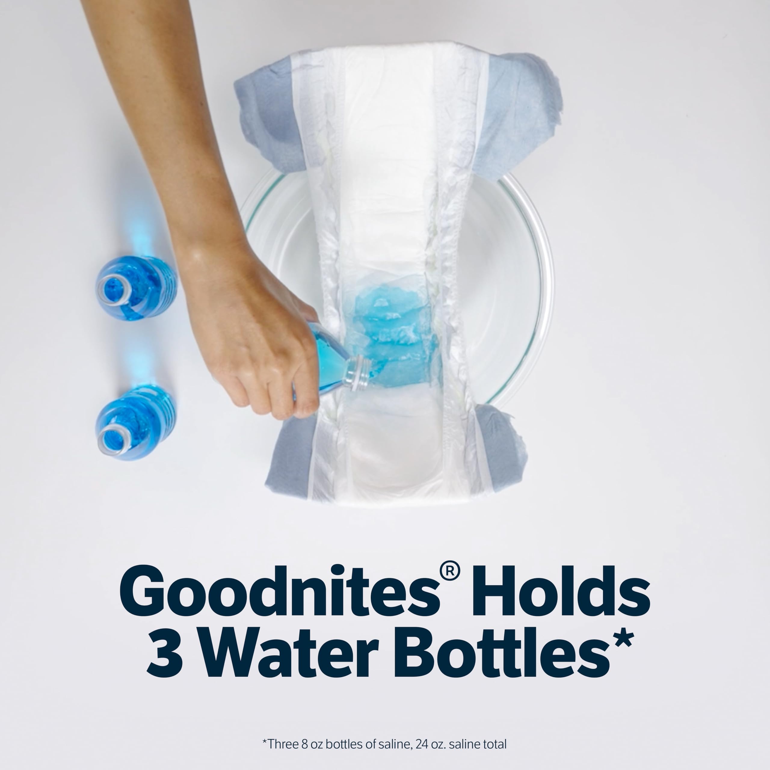 GoodNites XL size guide highlighting fit for 95–120 lb children.