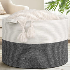 Goodpick 115L blanket basket with soft cotton rope for cozy blanket storage.
