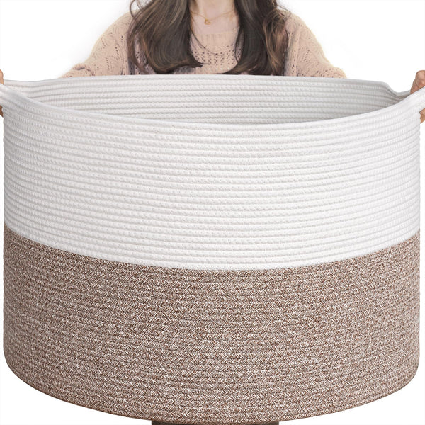 Goodpick 115L extra large blanket basket top view for neat blanket storage.