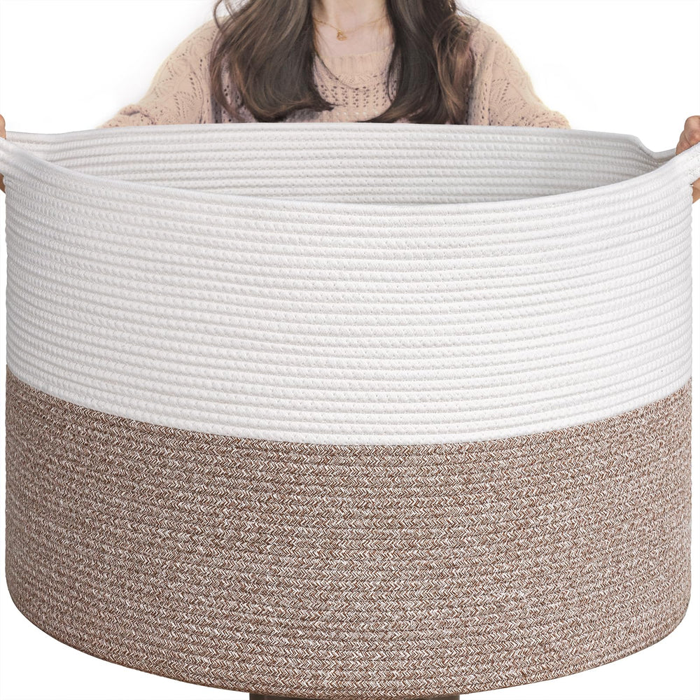 Goodpick 115L extra large blanket basket top view for neat blanket storage.