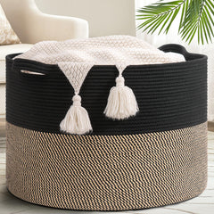 Goodpick 115L extra large blanket basket with rope handles for easy transport.