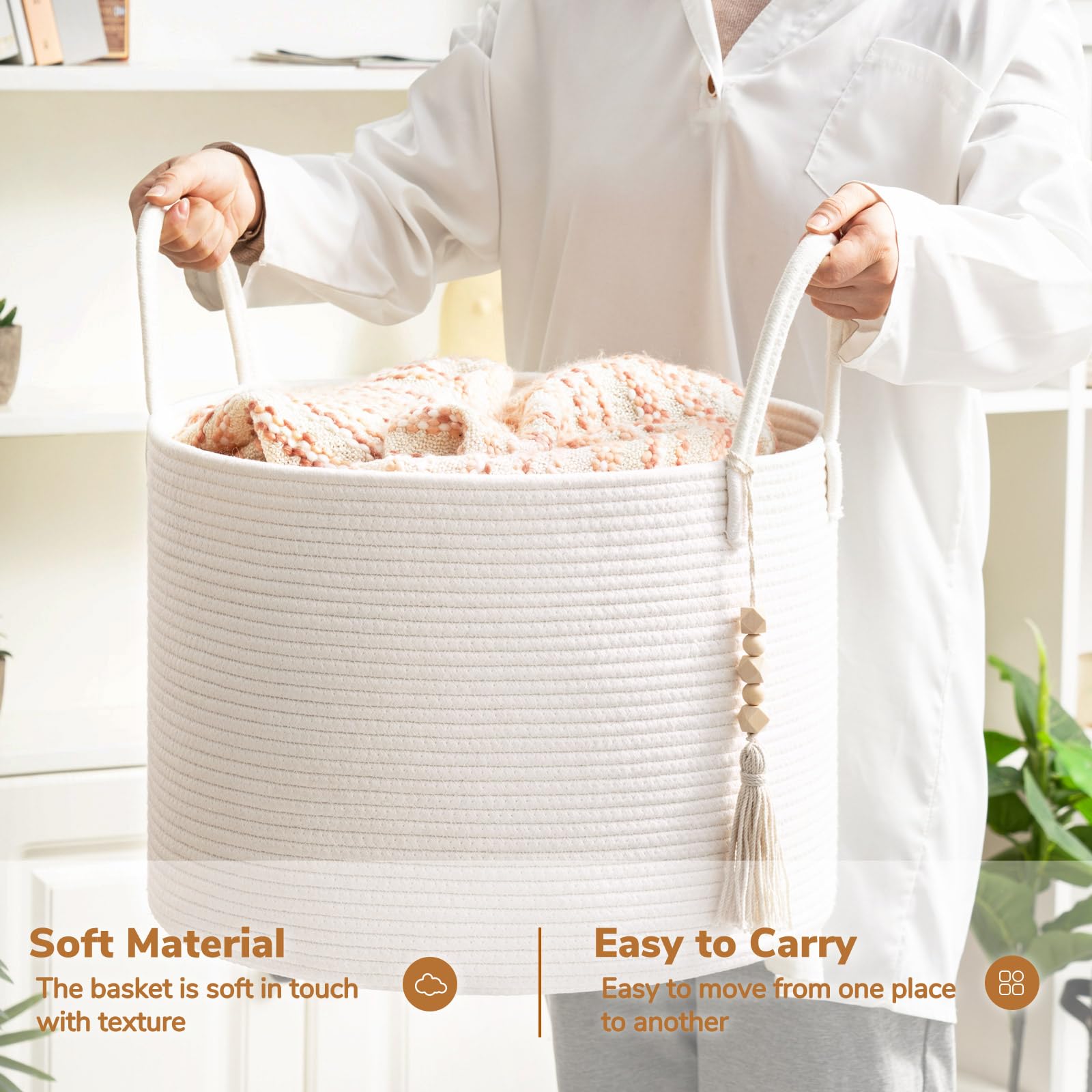 Goodpick baby storage basket with two handles for easy transport.