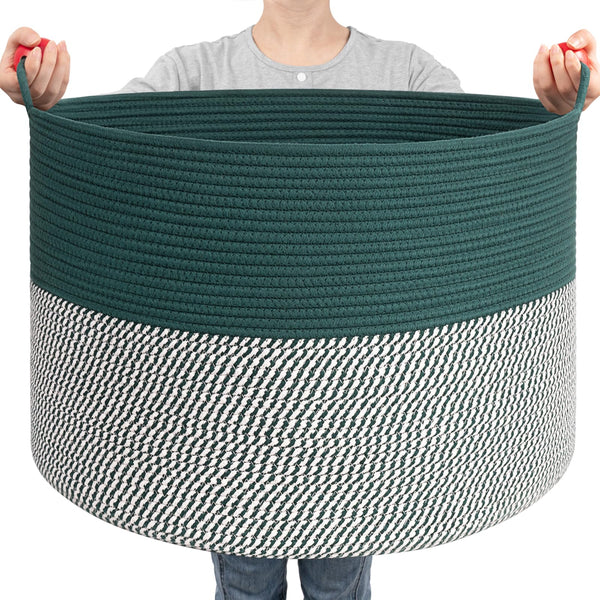 Goodpick large storage basket with a 22x14 inch footprint for blanket storage