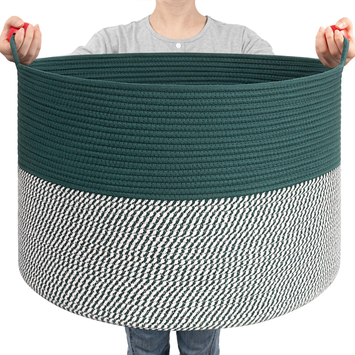 Goodpick large storage basket with a 22x14 inch footprint for blanket storage