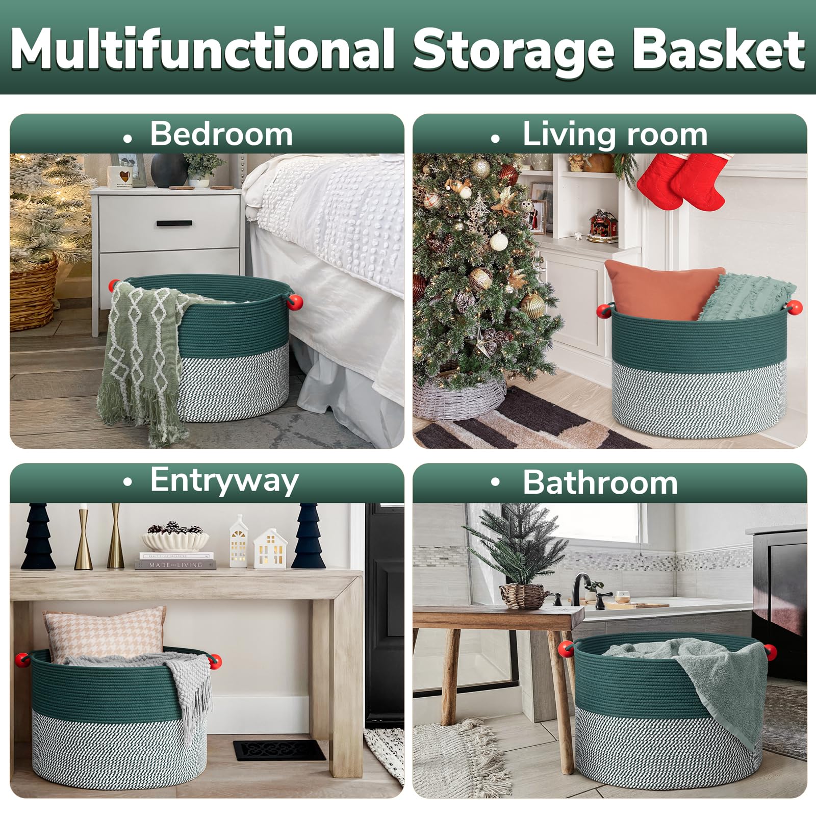 Goodpick basket easy to move between rooms with carry-friendly red balls