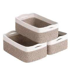 Goodpick baskets organize shelves with a stylish 3-pack storage solution for toys, towels, or cosmetics.