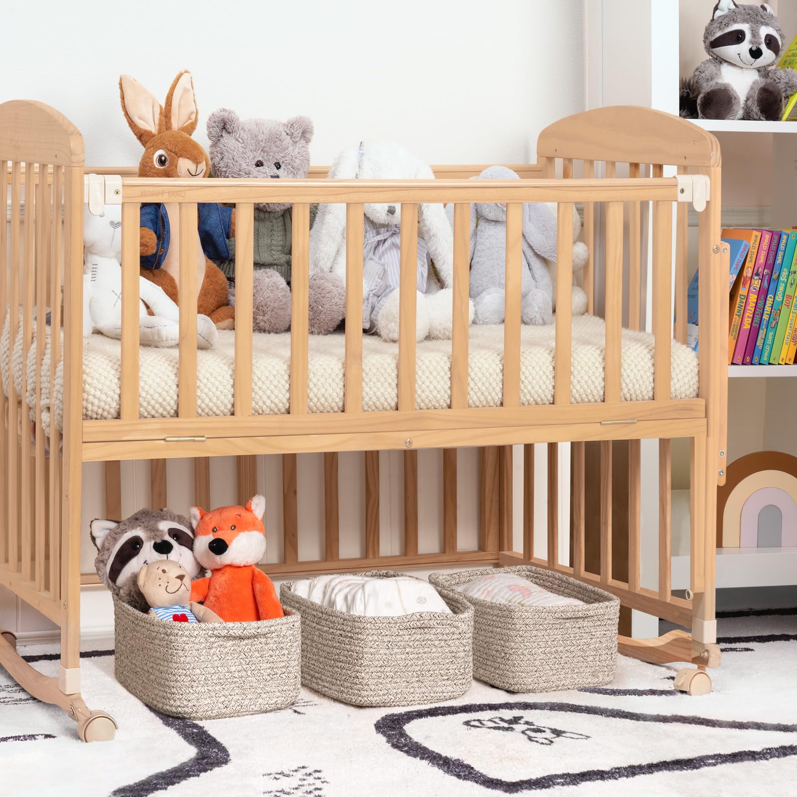 Versatile organization for cosmetics, toys, towels, and cables.