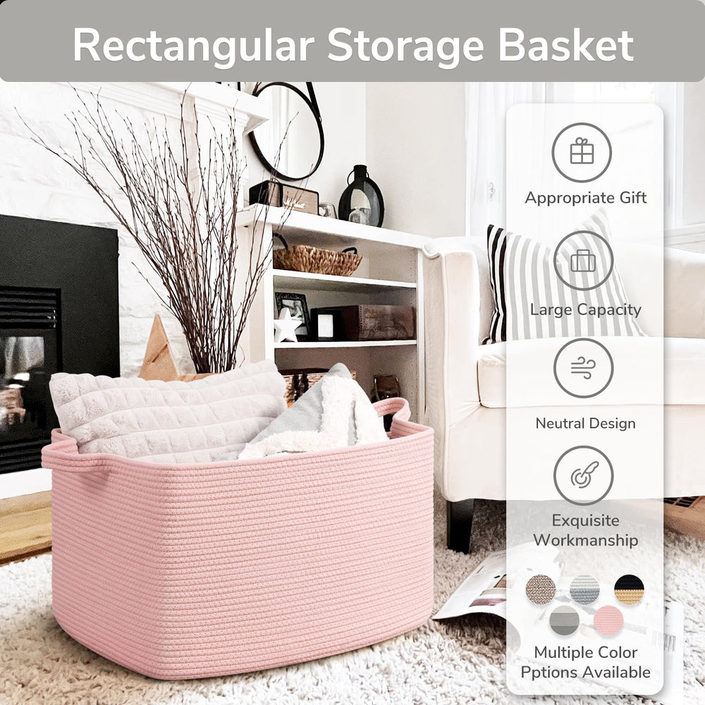 Goodpick bedroom storage basket keeps towels neatly organized.