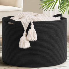 Goodpick blanket basket front view showing spacious 65L capacity for blankets and toys