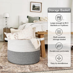 Goodpick blanket basket filled with clothes demonstrates versatile laundry storage.