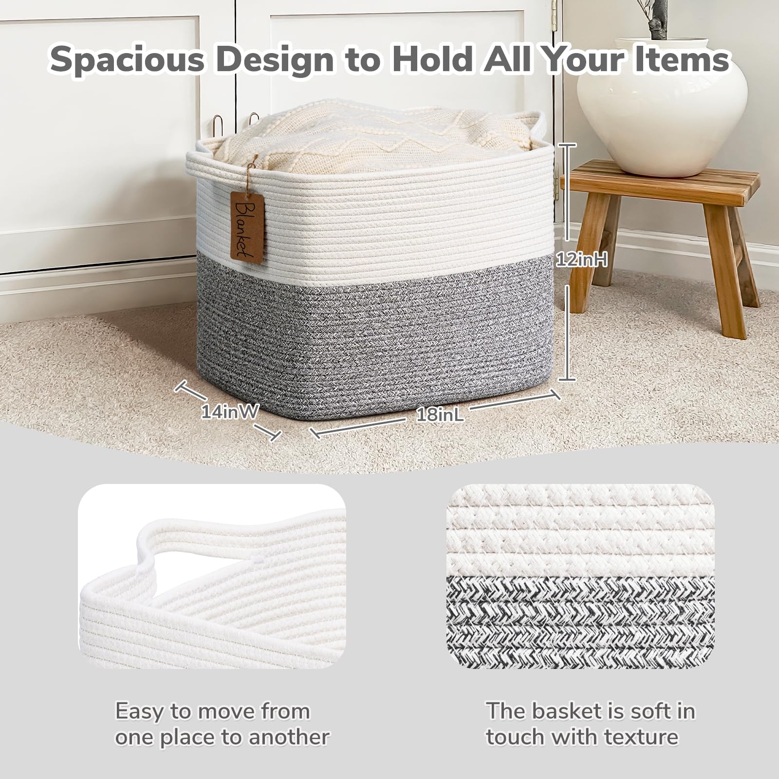 Goodpick blanket basket folded shape ready to transform rooms with soft texture.