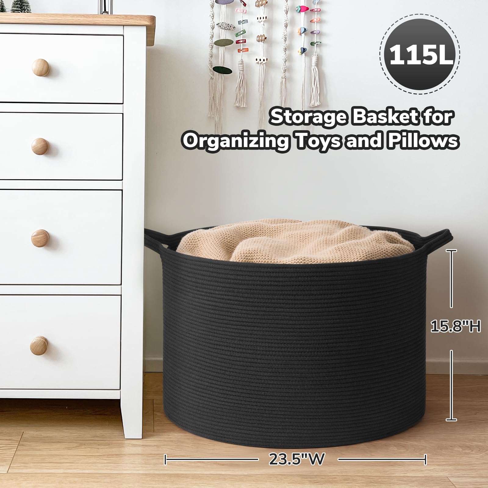 Goodpick blanket storage basket ideal for throws and blankets.