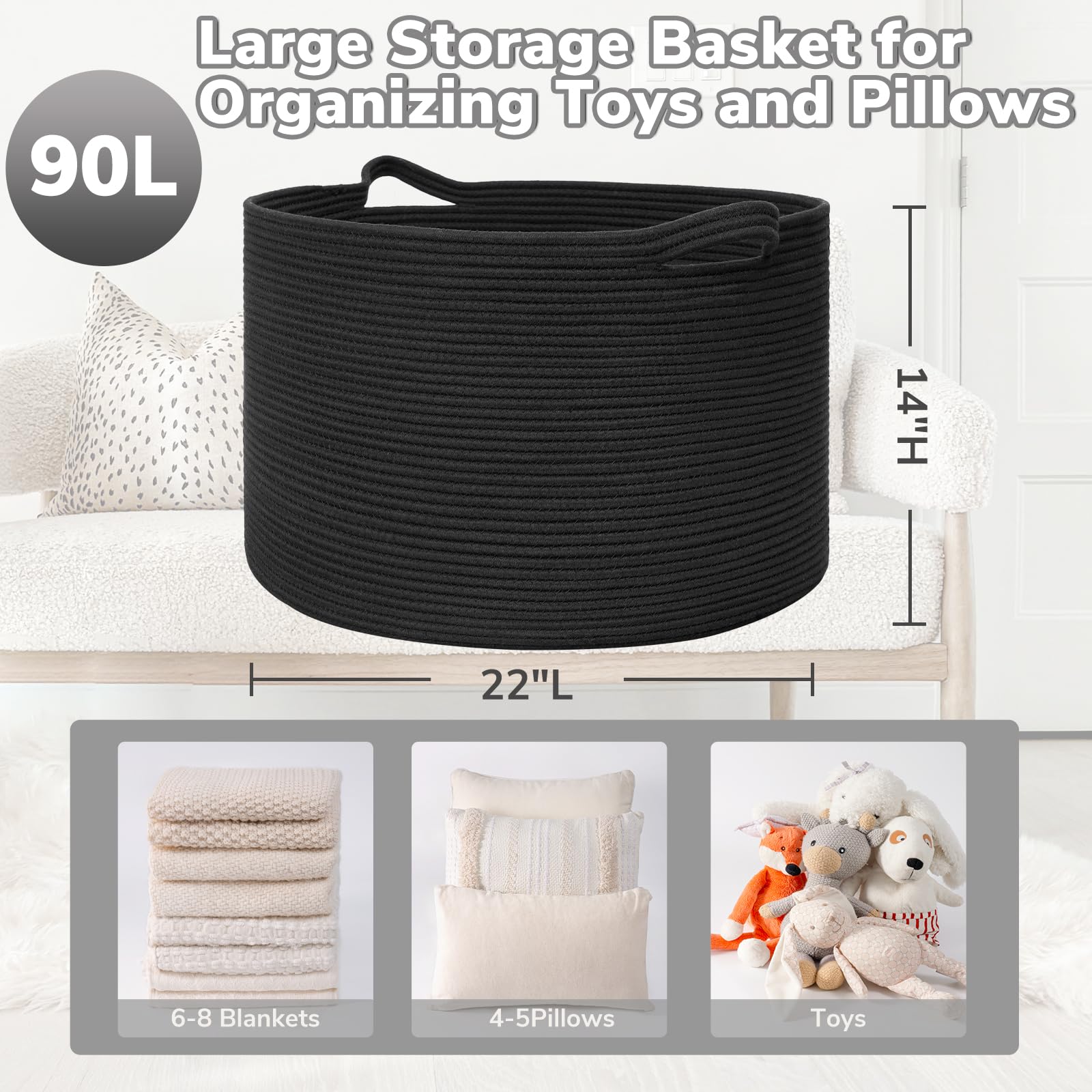 Goodpick blanket storage and toy bin, organized living spaces.