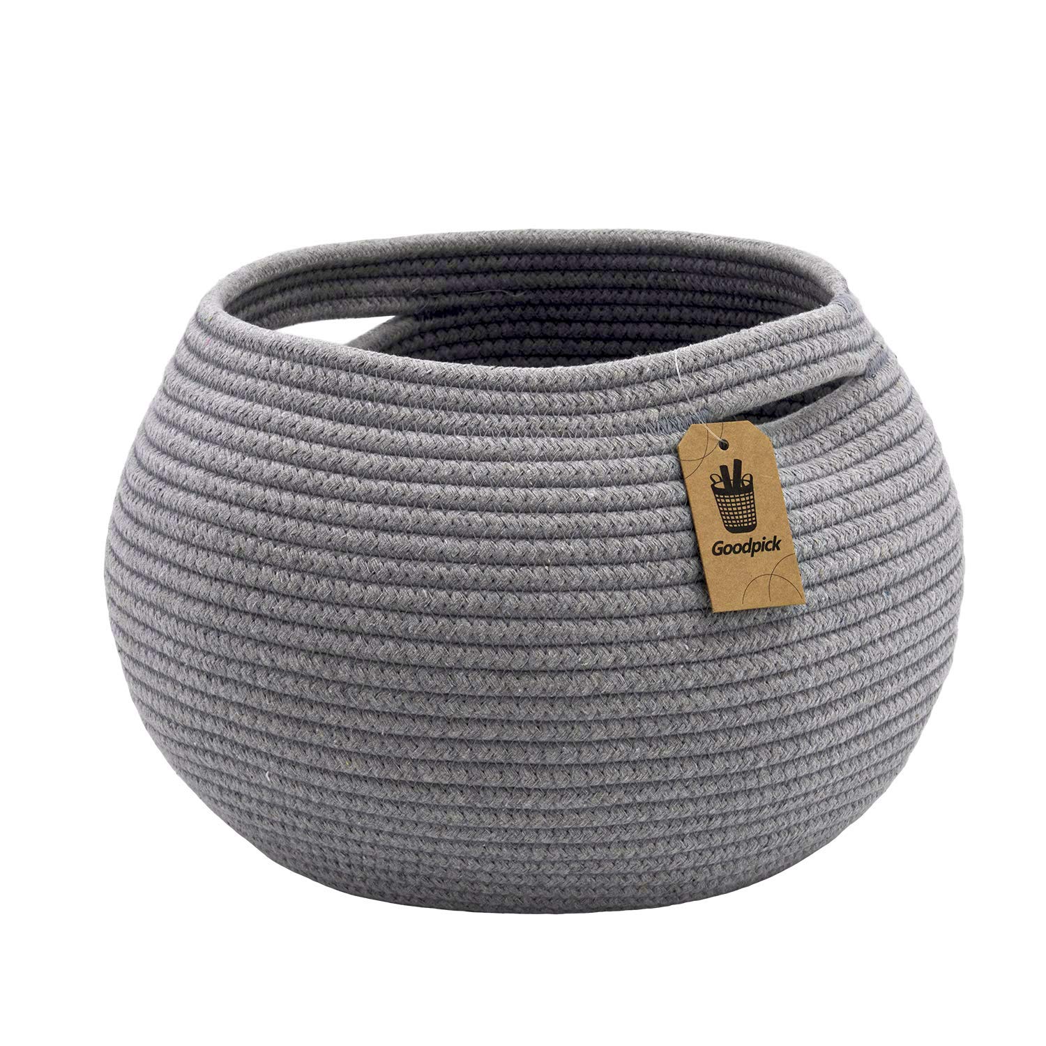 Goodpick round cotton rope basket gray stores towels neatly.