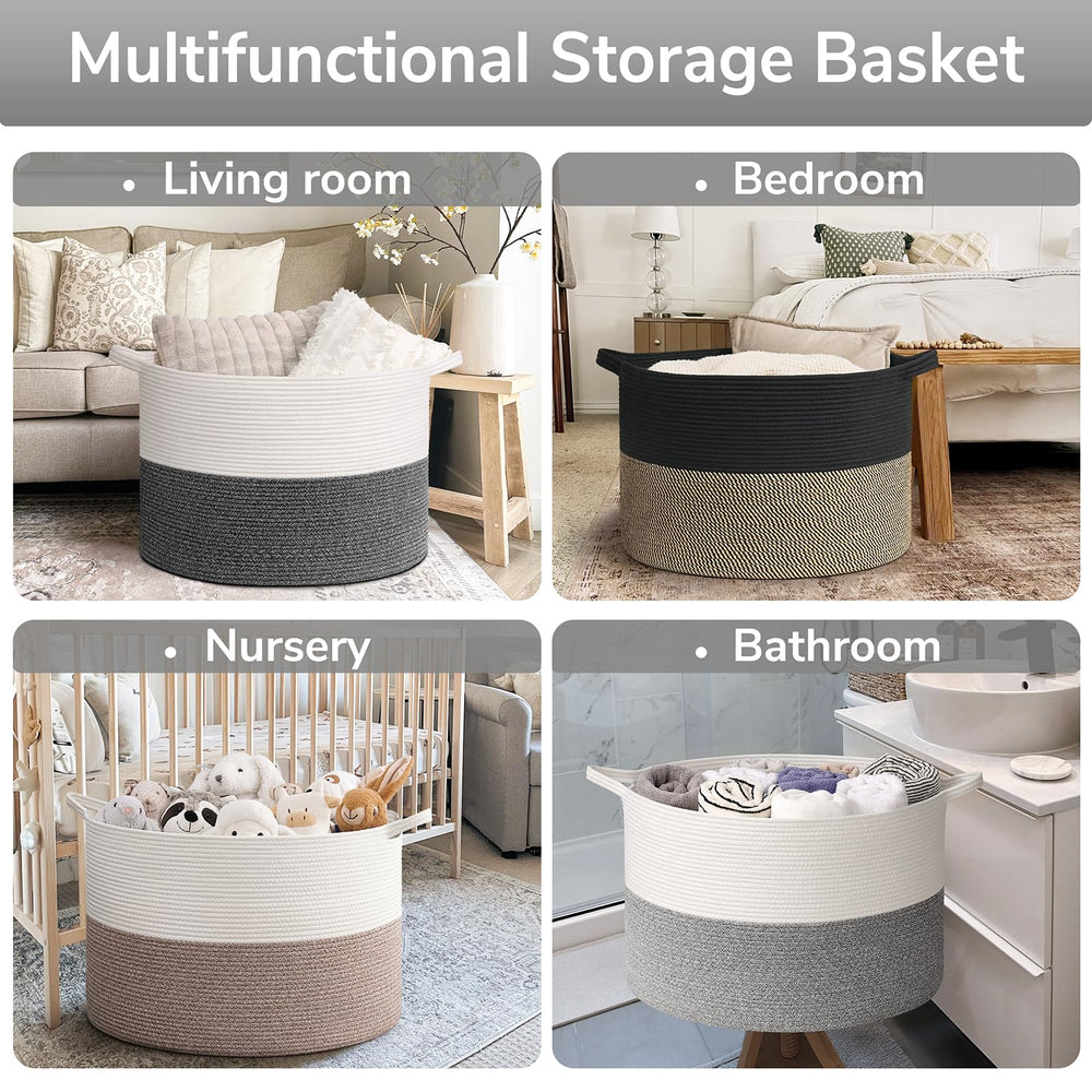 Goodpick decorative rope basket adds modern texture to decor.