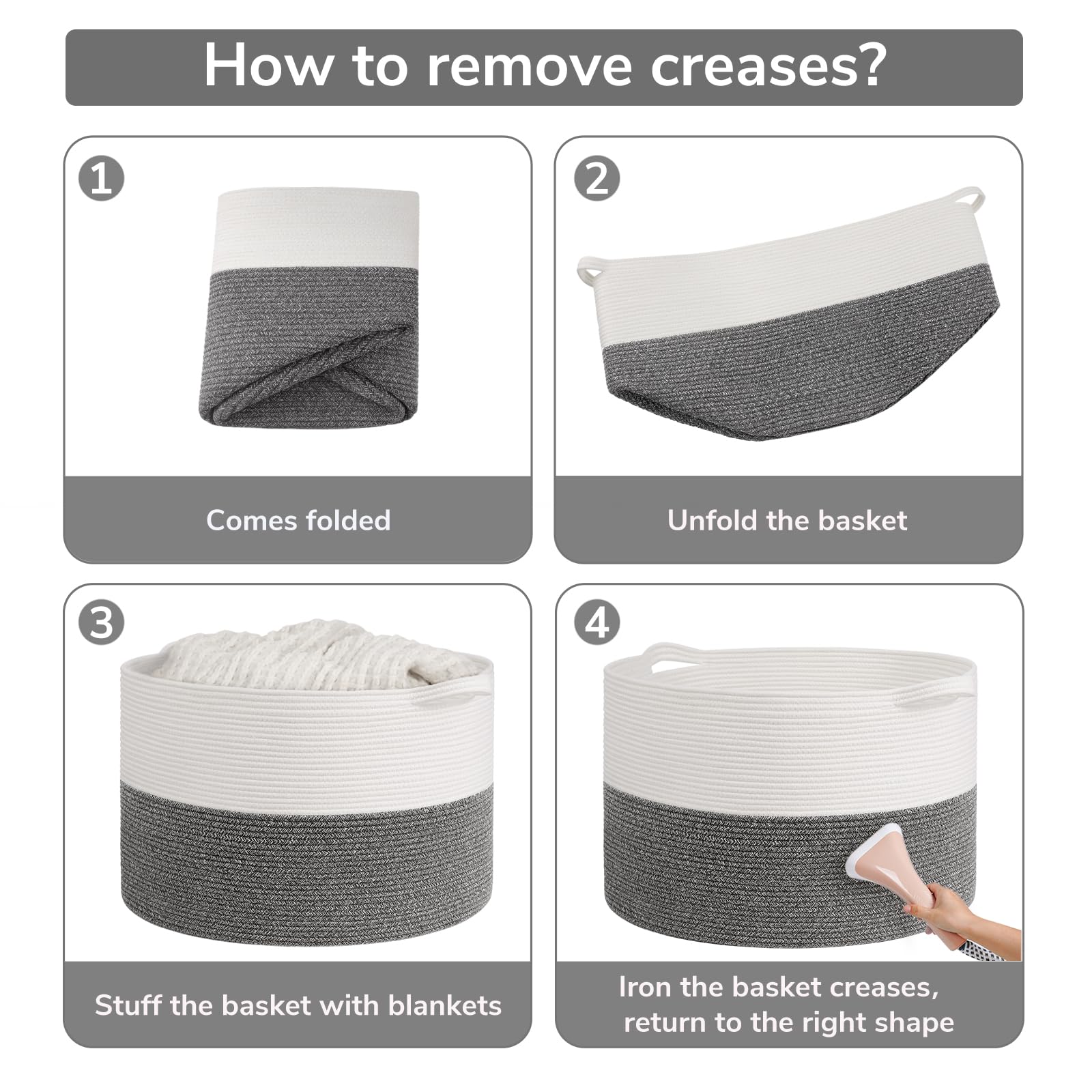 Goodpick easy-care blanket basket; hand wash or gentle cycle.