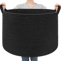 Goodpick large blanket basket with 22x14 in black rope, ideal for blanket storage.