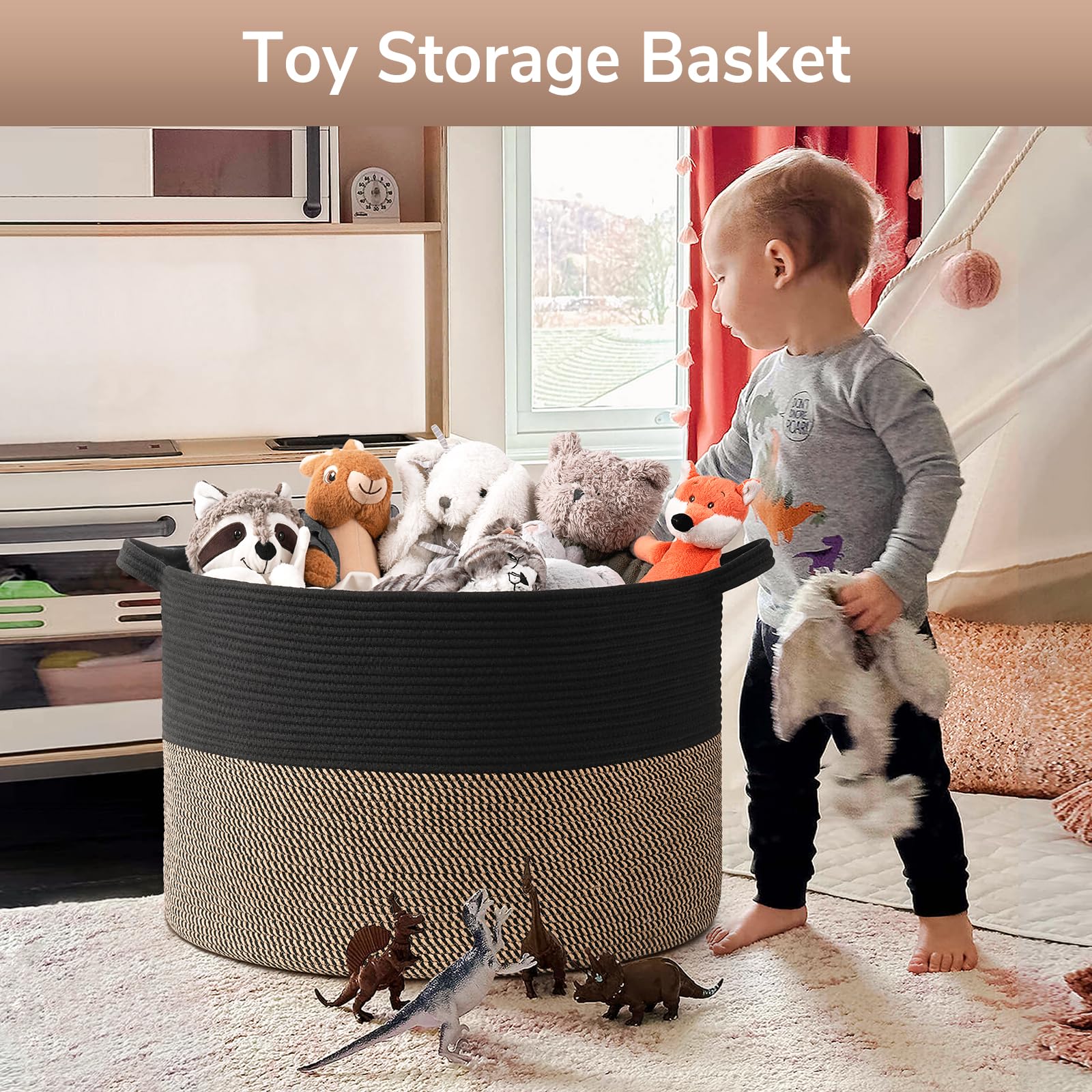 Goodpick large blanket storage basket keeping throws neatly organized.