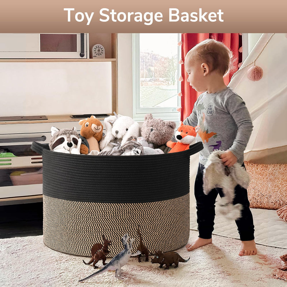Goodpick large blanket storage basket keeping throws neatly organized.