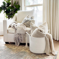 Goodpick rope basket shows soft cotton rope for gentle handling.