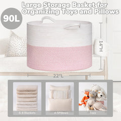 Goodpick pink storage basket shown in living room as toy organizer.