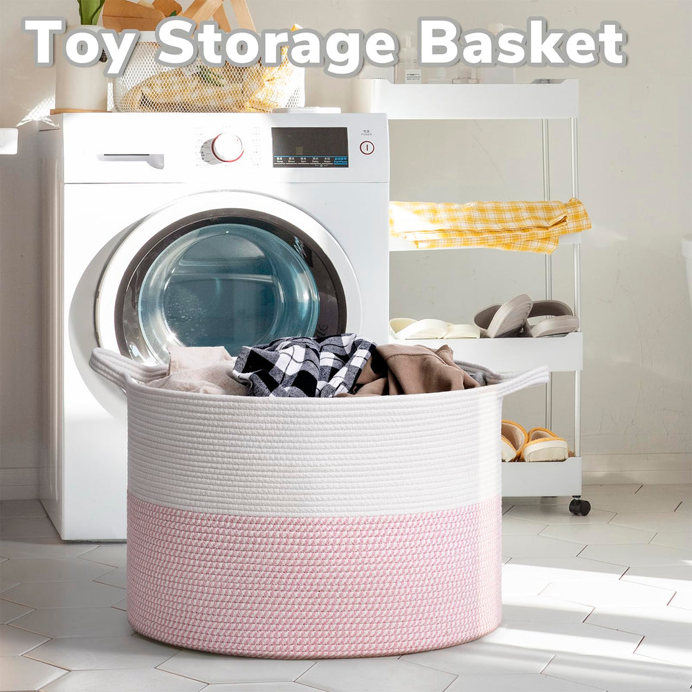 Goodpick basket with red decorative balls allows easy room-to-room transport.