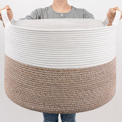 Goodpick large storage basket 83L in living room for tidy blankets and toys.