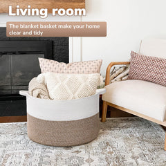 Goodpick 83L basket in nursery for organized baby blankets and plush toys.