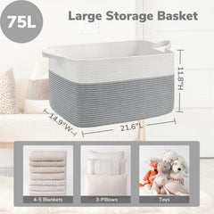 Goodpick grey cotton rope basket handles shown for easy transport and family use