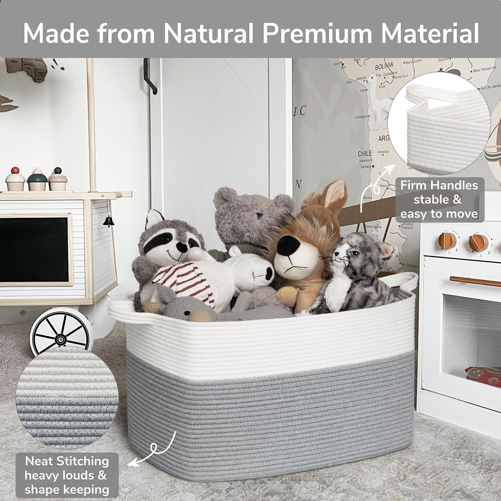 Goodpick grey basket in a living room illustrating versatile storage and decor