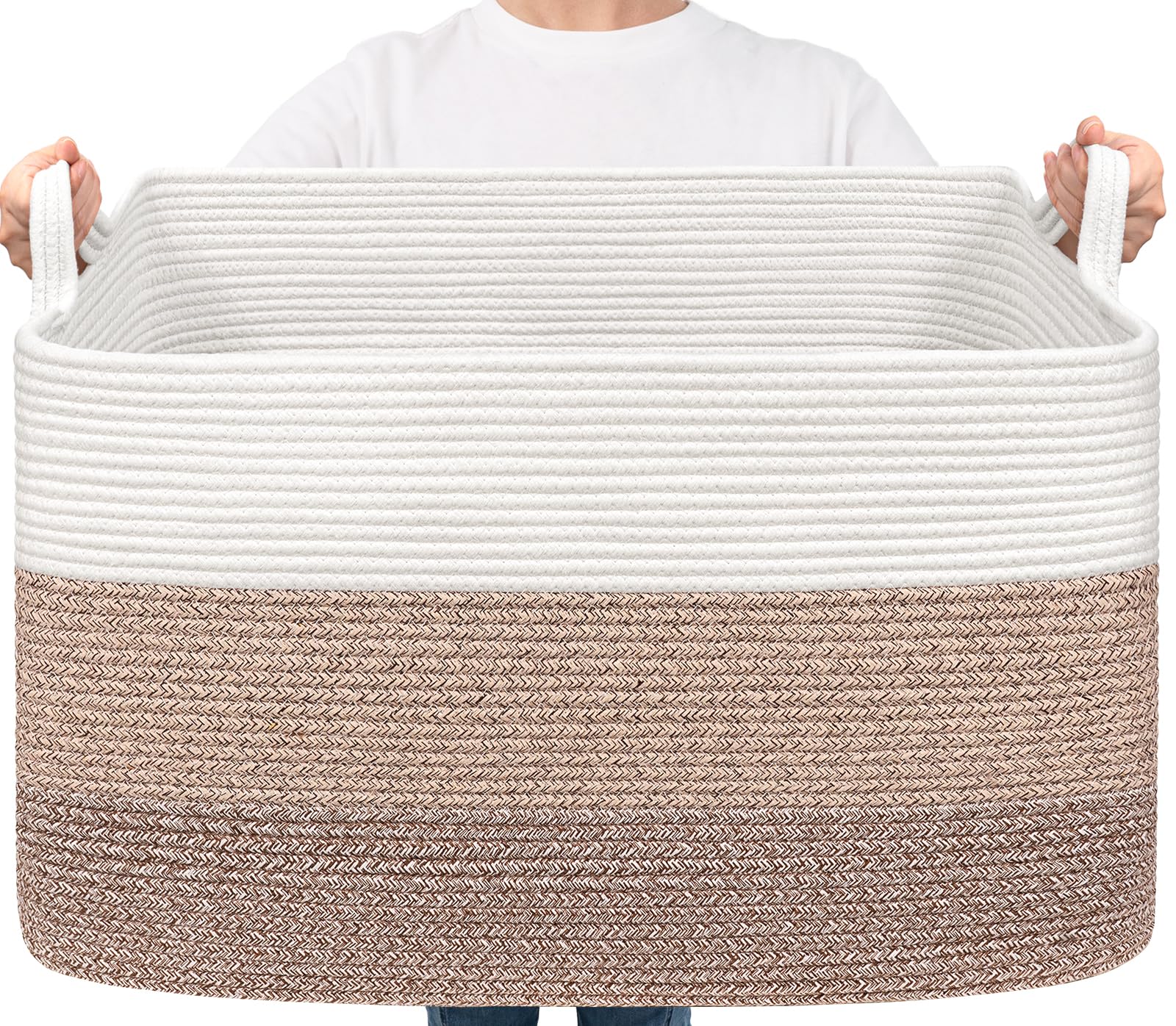 Goodpick large woven basket for nursery or laundry with sturdy handles for easy carrying.