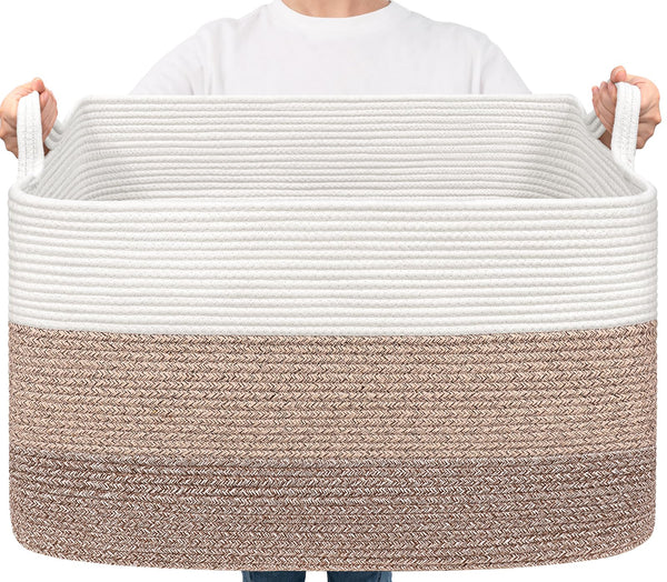 Goodpick large woven basket for nursery or laundry with sturdy handles for easy carrying.