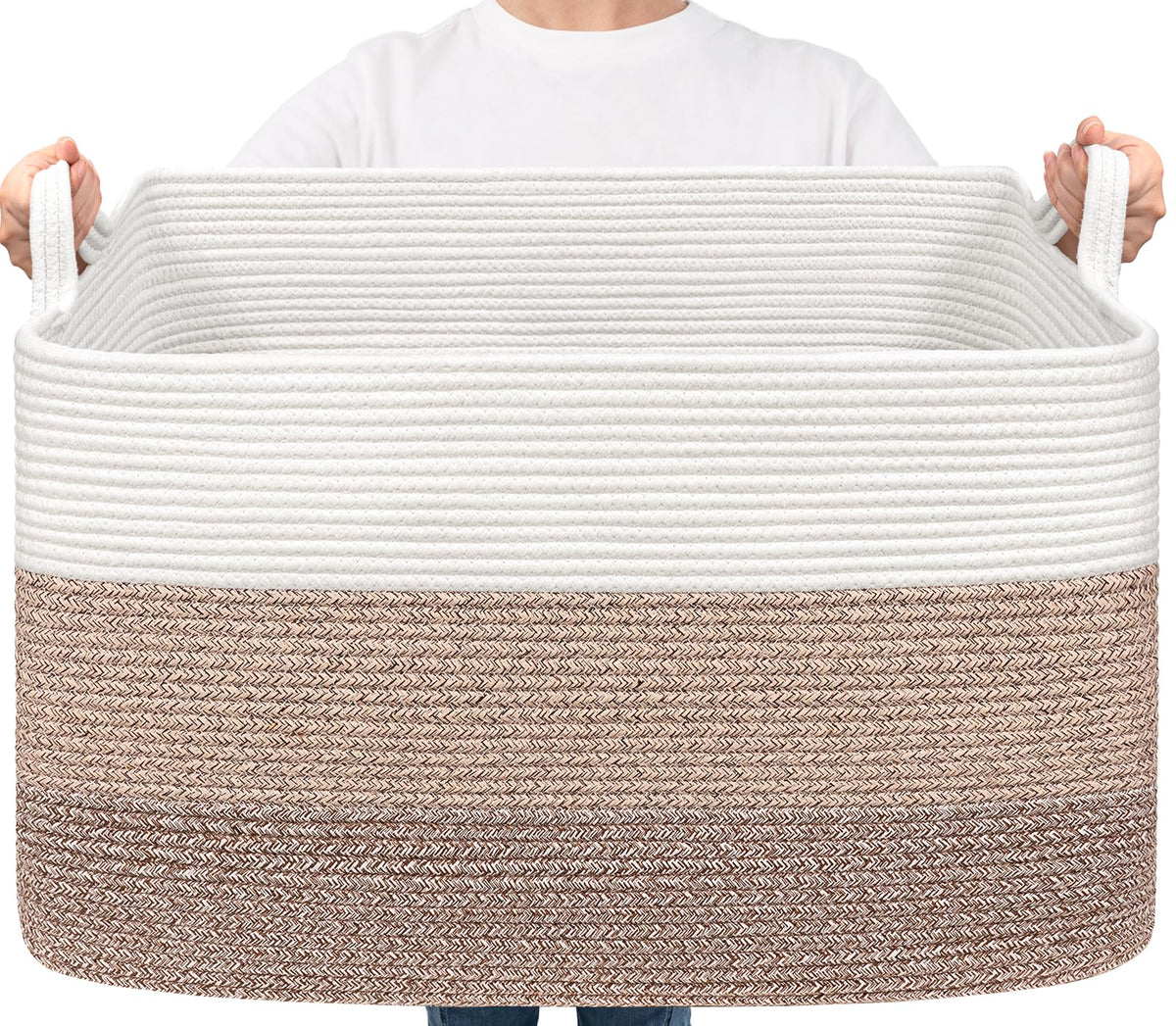 Goodpick large woven basket for nursery or laundry with sturdy handles for easy carrying.