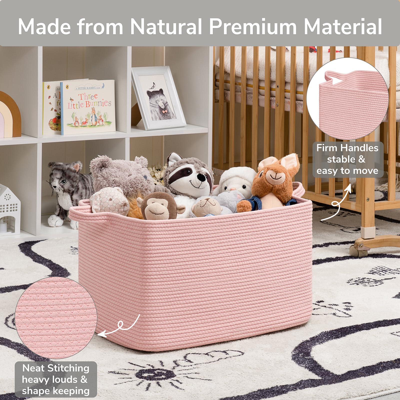 Goodpick 75L capacity basket for blankets and pillows.