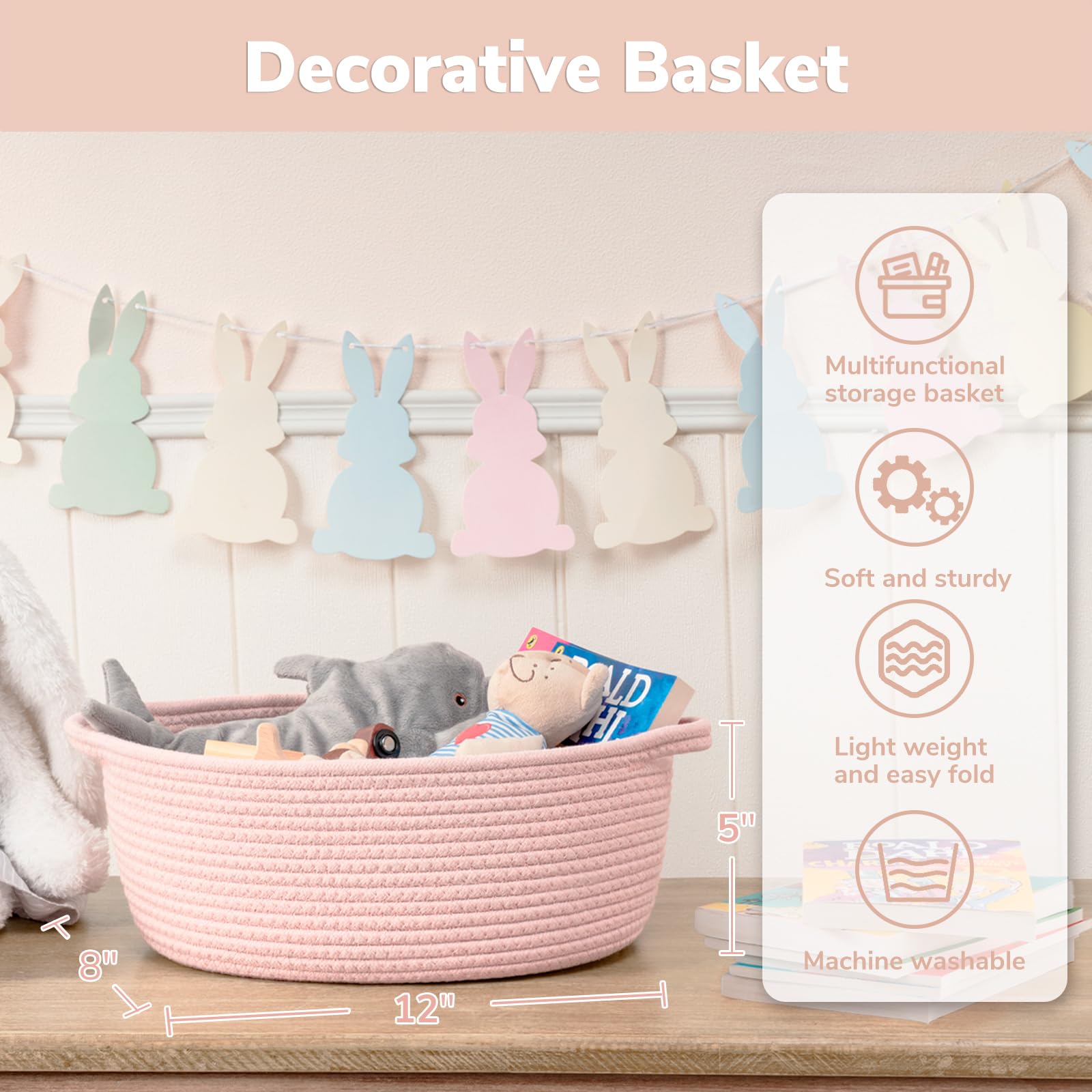 Goodpick machine washable rope basket stays clean with easy care