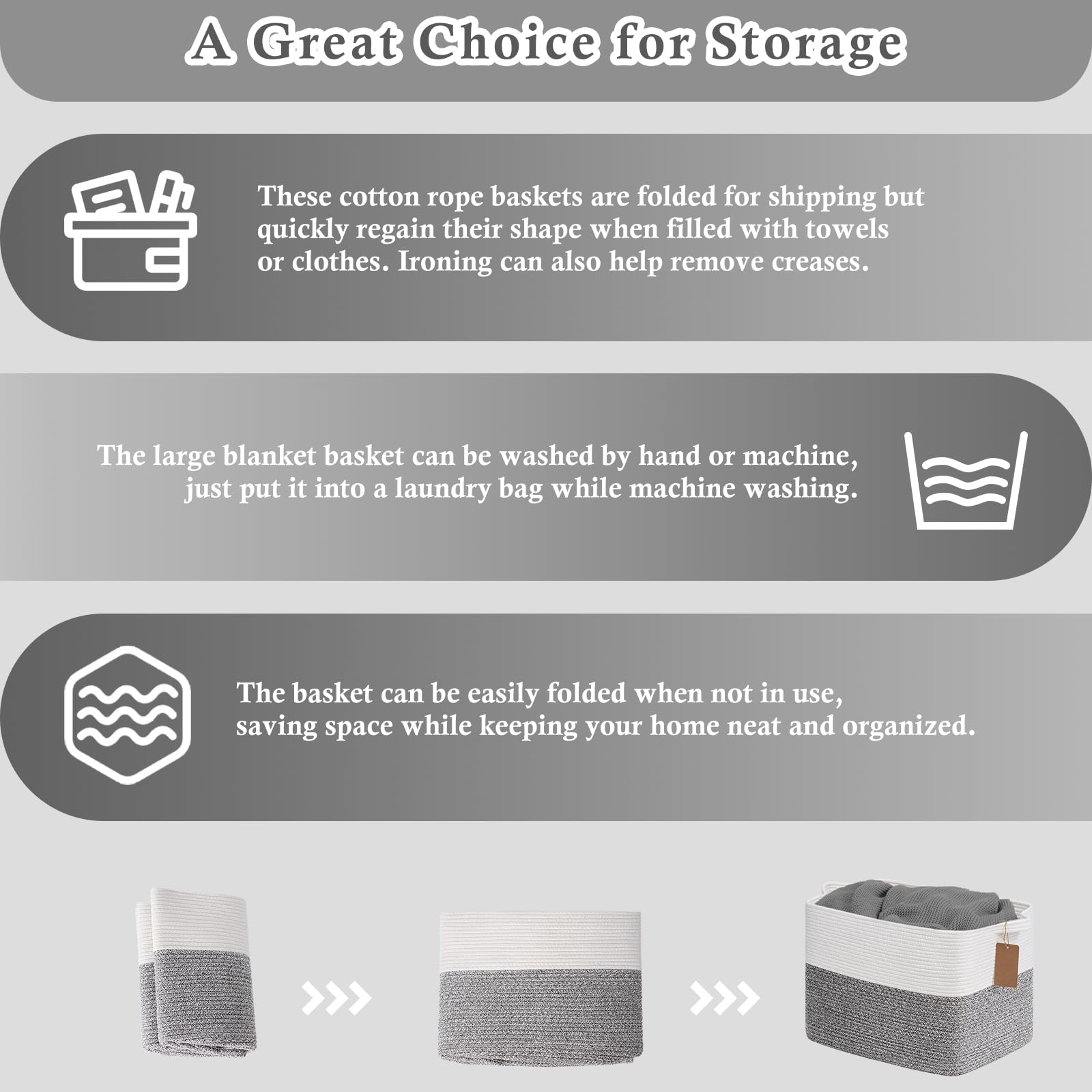 Goodpick versatile storage basket suited for kitchen, laundry, bedroom and beyond.
