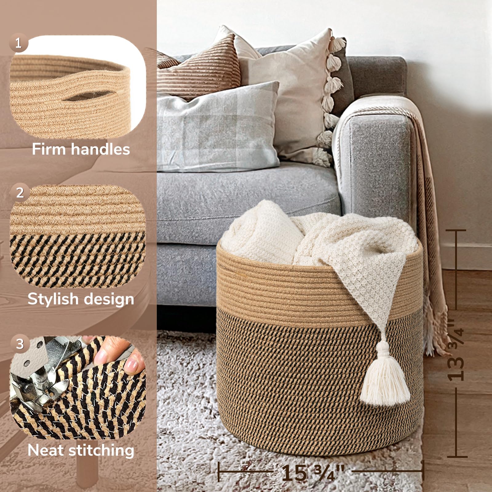 Goodpick neutral color basket adds decor while organizing nursery.