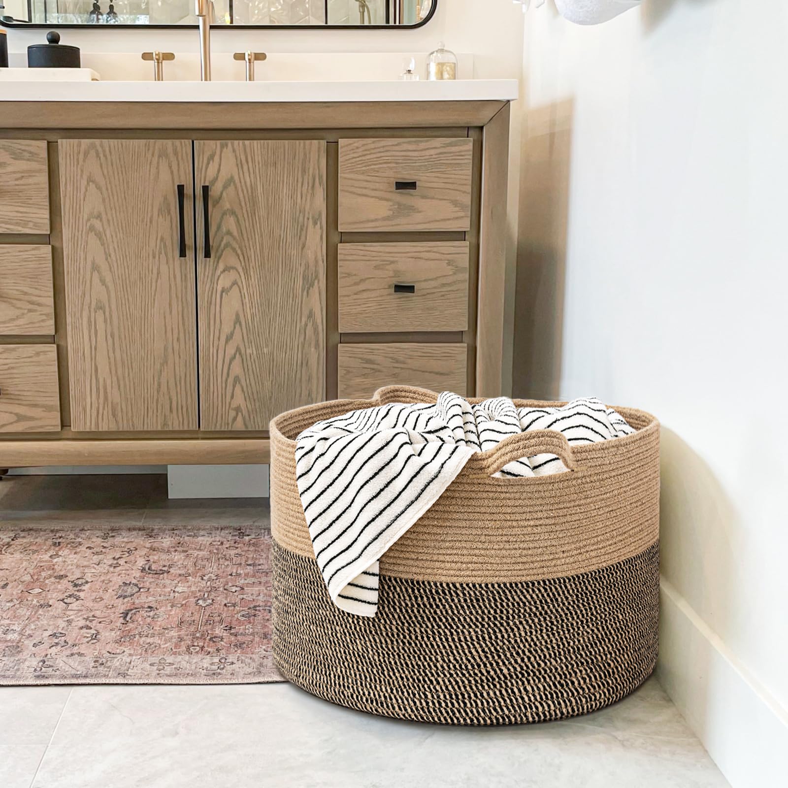 Goodpick neutral design wicker storage blends with many decor styles.