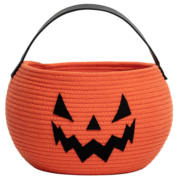 Goodpick pumpkin basket for Halloween with a friendly jack-o-lantern face, ideal for kids