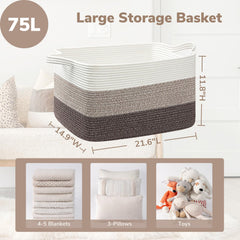 Goodpick rope basket with two handles for easy room-to-room transport