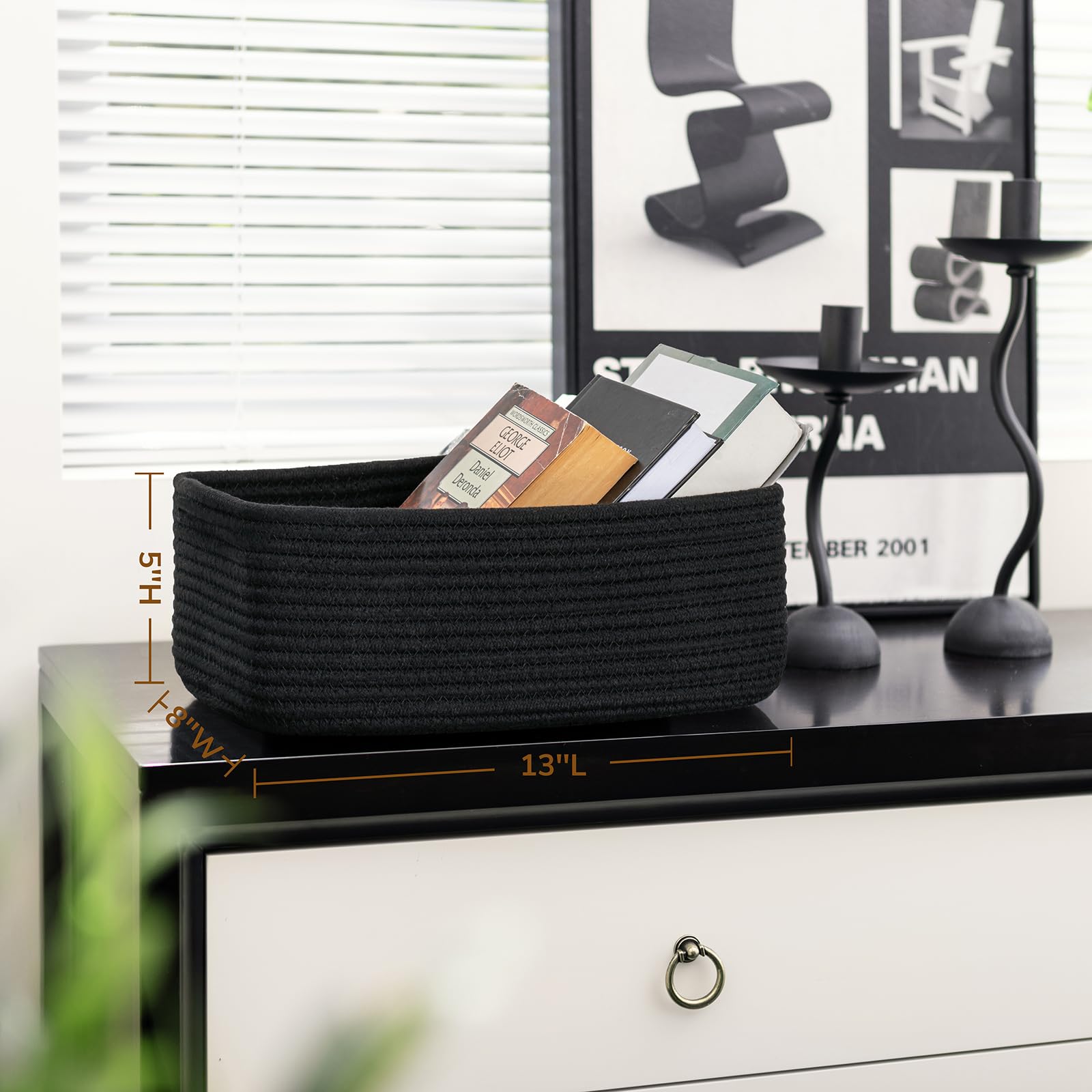Goodpick collapsible rope basket unfolds easily to fit spaces.
