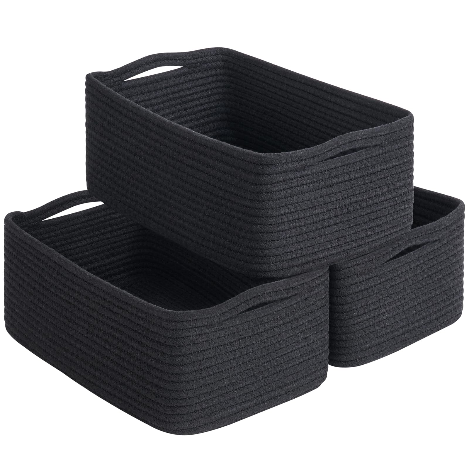 Goodpick rope storage basket in black, 13x8x5, ideal for gifts and desktop organization.