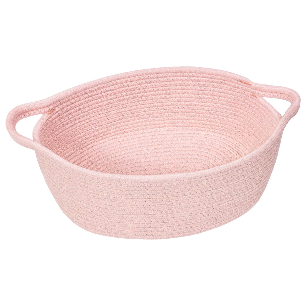 Goodpick small woven gift basket with pink rope and sturdy handles for elegant gift presentation