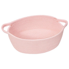 Goodpick small woven gift basket with pink rope and sturdy handles for elegant gift presentation